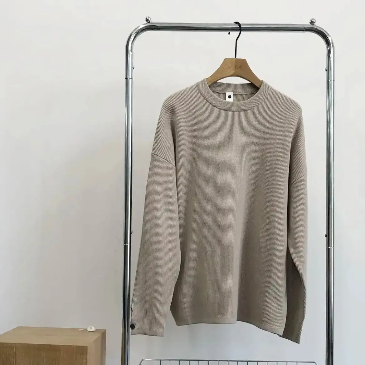 ADVBRIDGE Autumn Mens Round Neck Sweater Winter Warm Solid Color Loose Casual Pullover Sweaters Men Clothing Thick Collar Knitwear D77