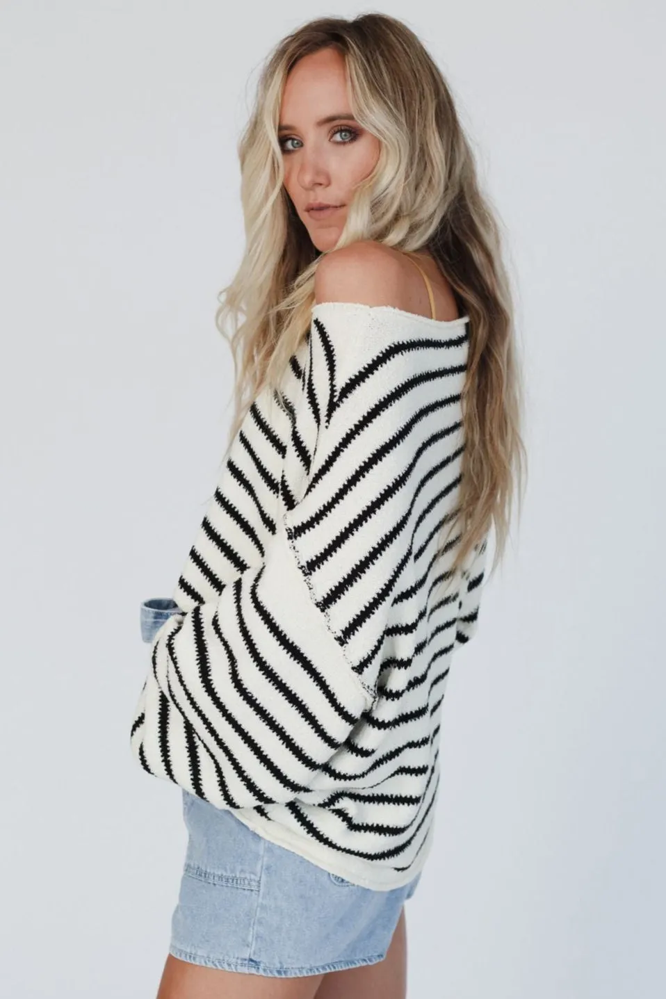 All My Stripes Oversized Sweater - Cream Black
