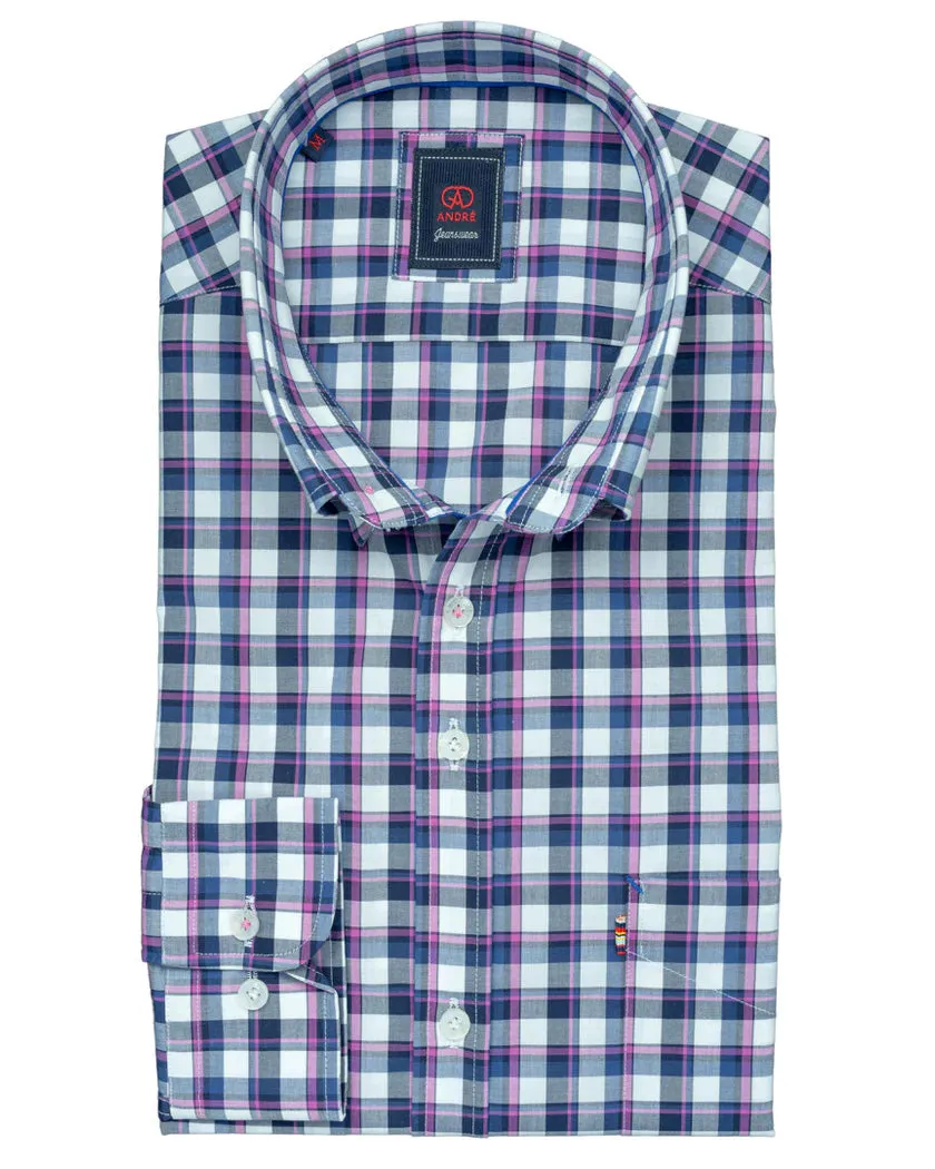 Andre 'Sheelin' Casual Shirt - Navy / Pink / Orchid