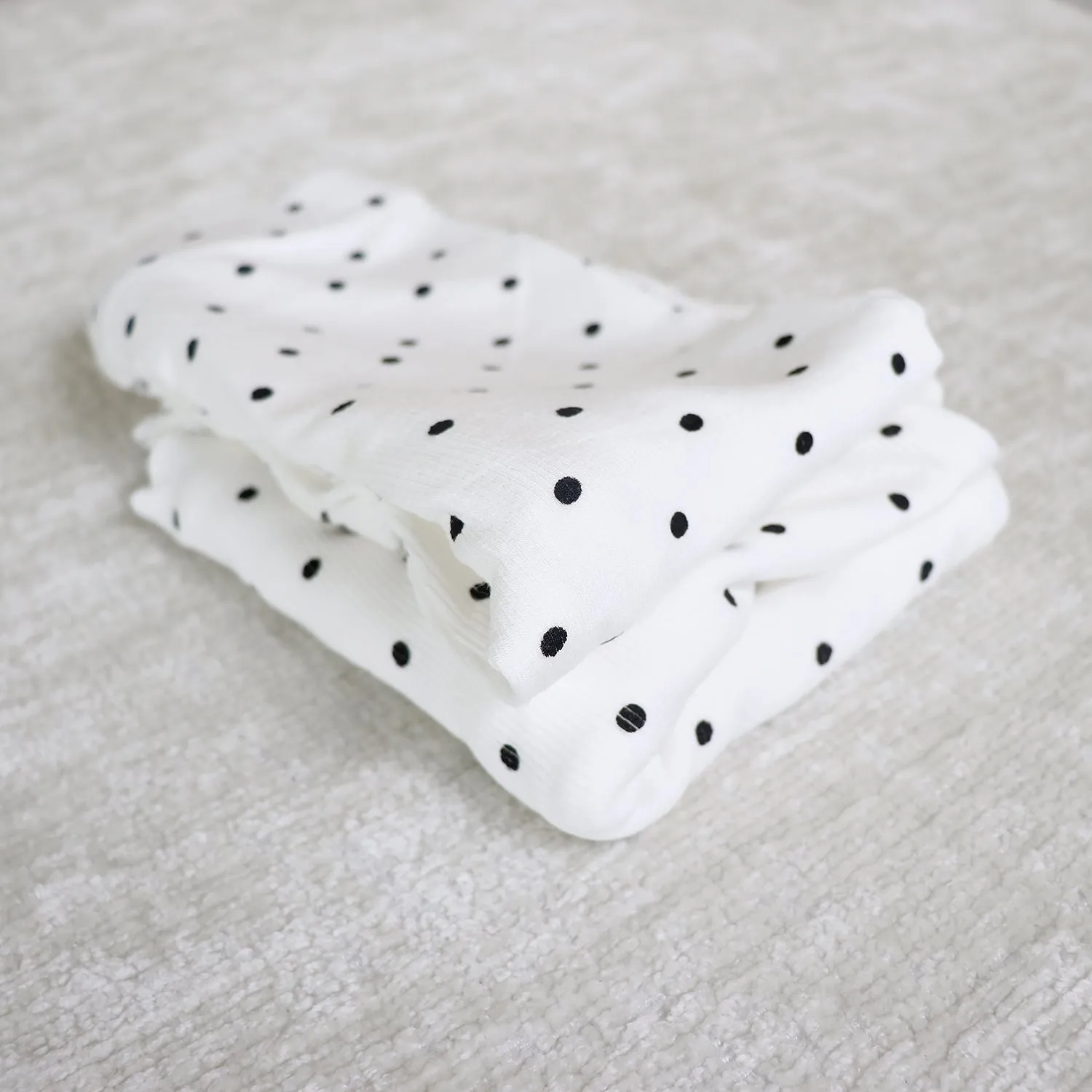 Baby Polka Dot Lightweight Ribbed Pajamas | Scalloped Cuffs