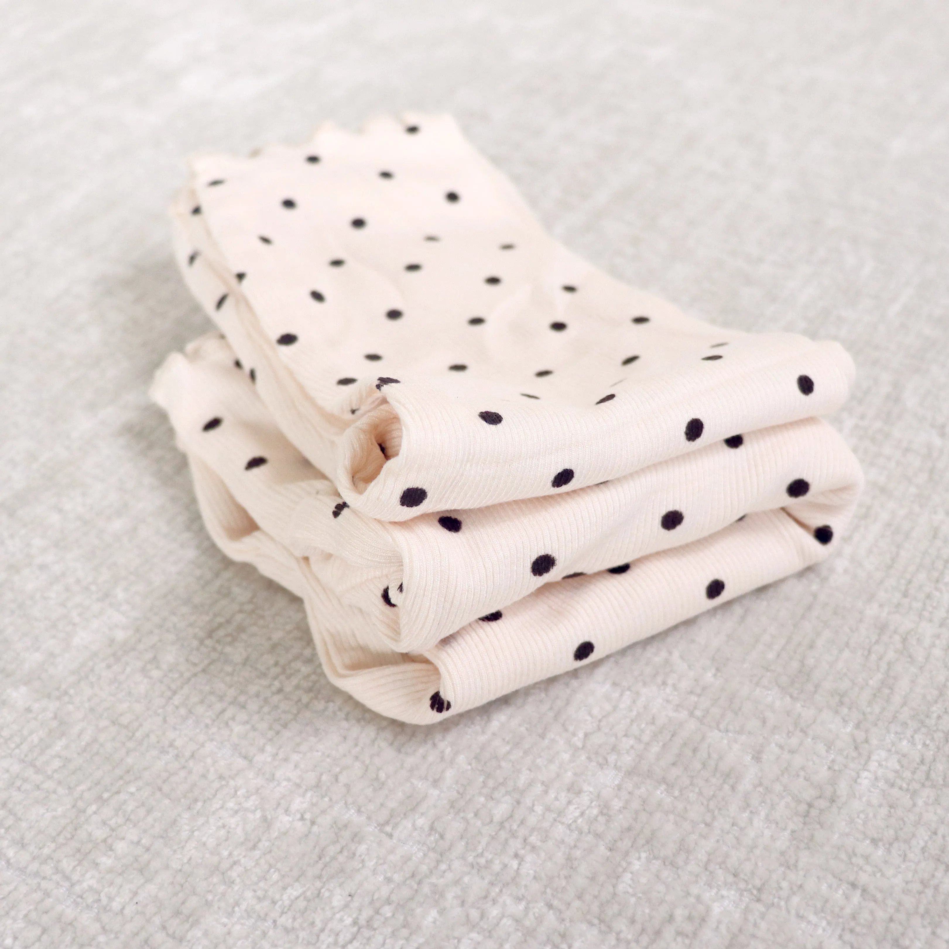 Baby Polka Dot Lightweight Ribbed Pajamas | Scalloped Cuffs