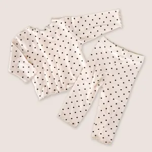 Baby Polka Dot Lightweight Ribbed Pajamas | Scalloped Cuffs