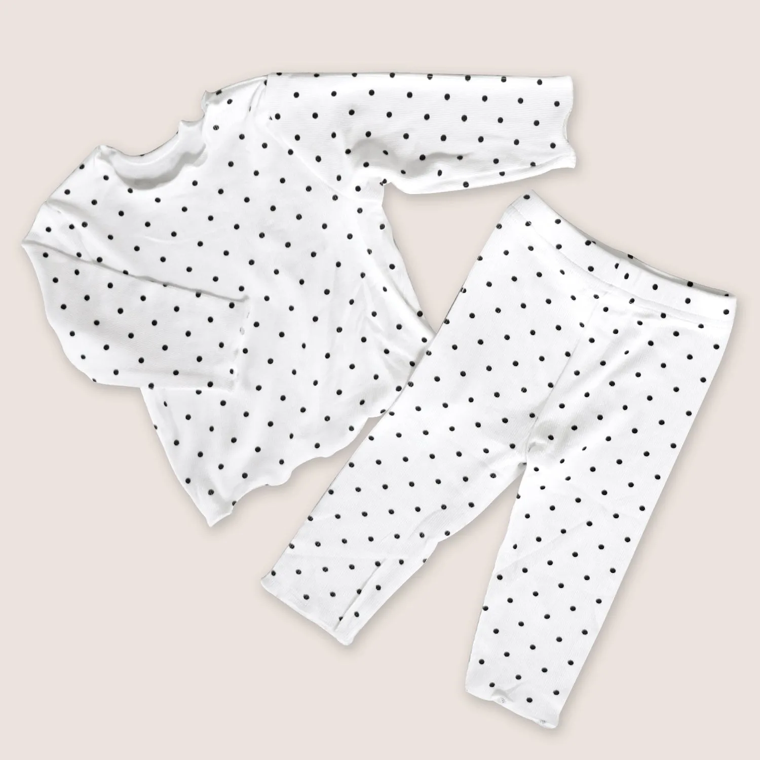 Baby Polka Dot Lightweight Ribbed Pajamas | Scalloped Cuffs