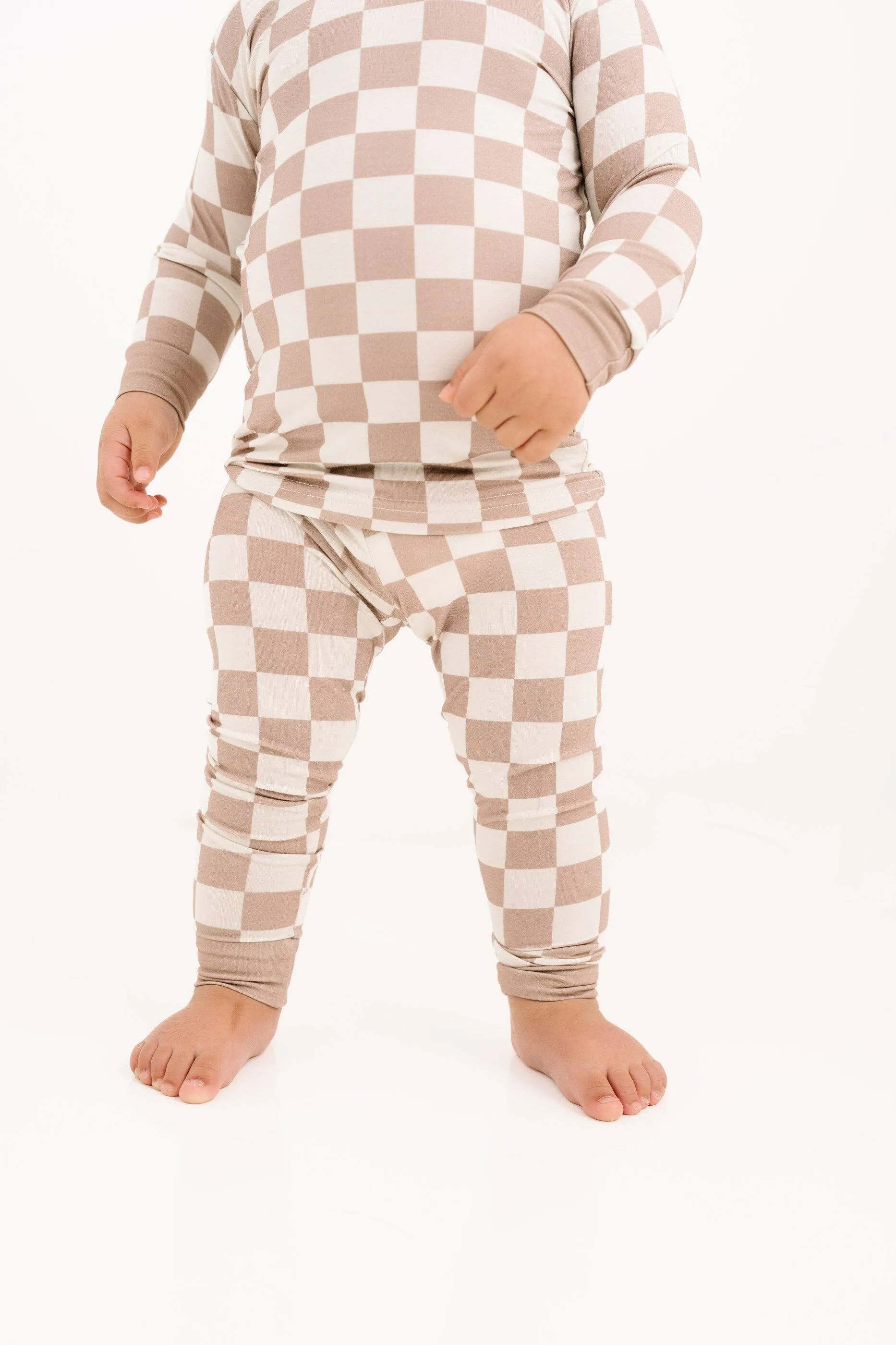 Beige Checkered Bamboo Set