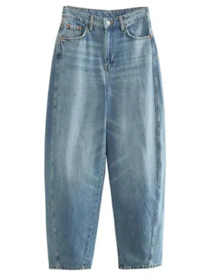 Blue barrel jeans