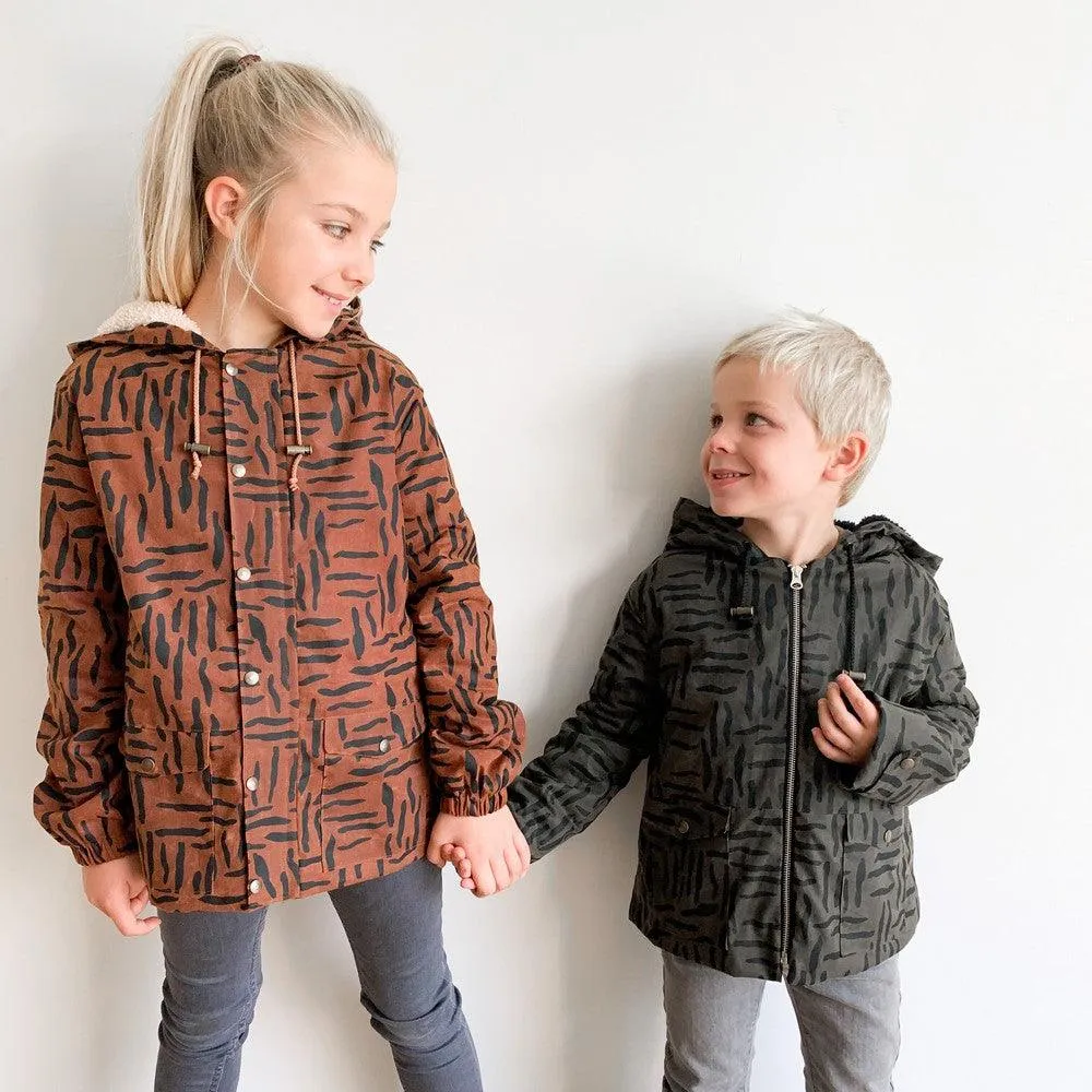 Brown Zebra Oilskin Jacket Fabric
