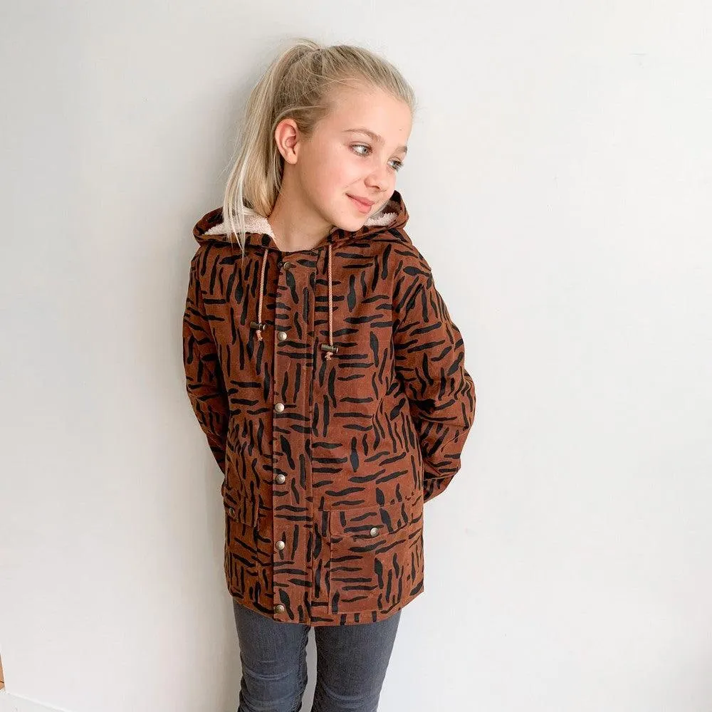 Brown Zebra Oilskin Jacket Fabric