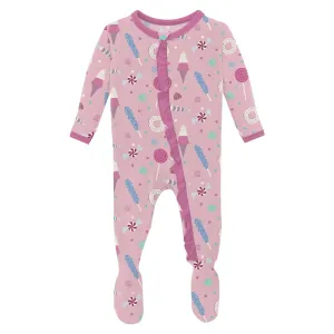 Cake Pop Candy Dreams Ruffle Footie Zipper