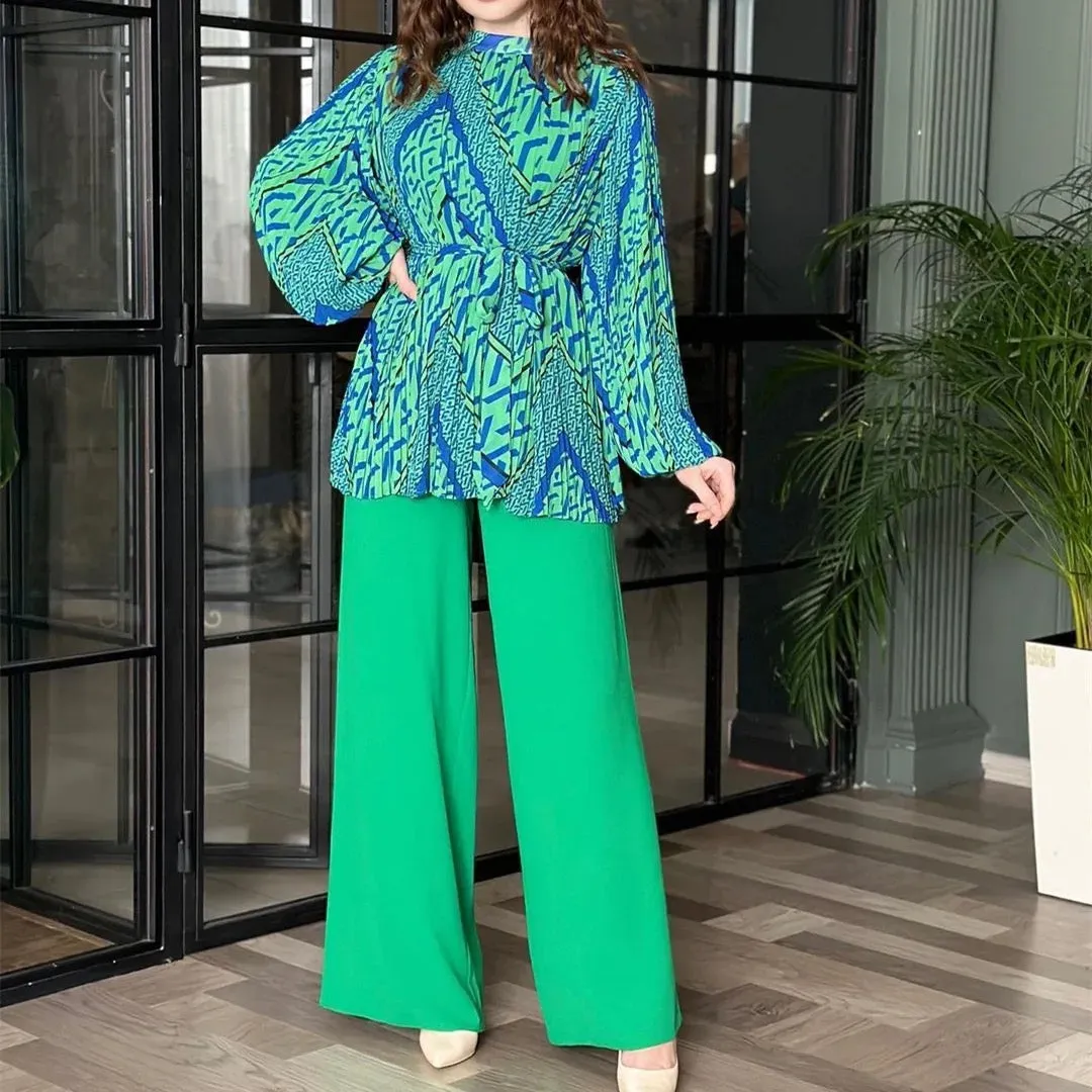 Casual Drawstring Top and High-Waisted Pants Co-ord Set | Women