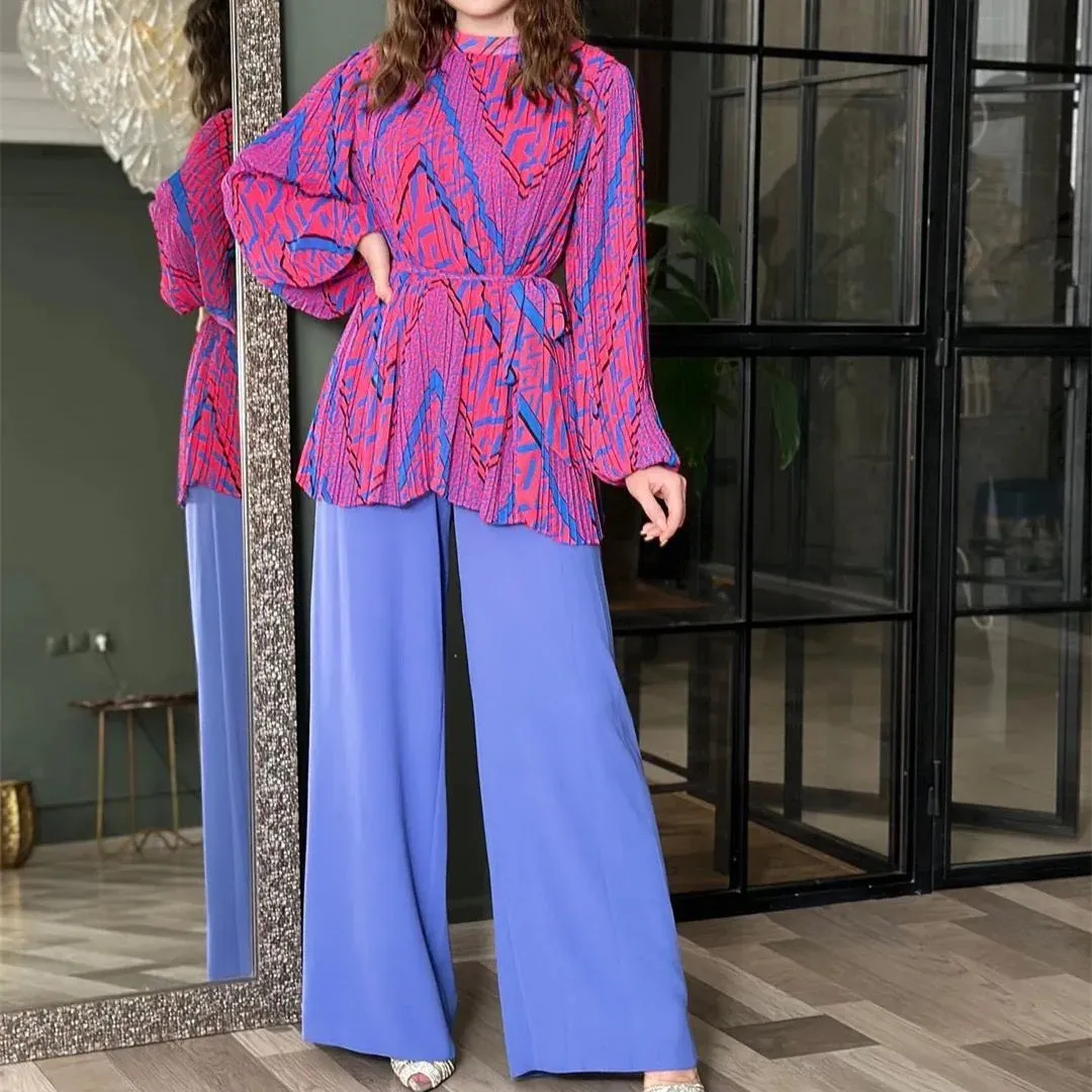 Casual Drawstring Top and High-Waisted Pants Co-ord Set | Women