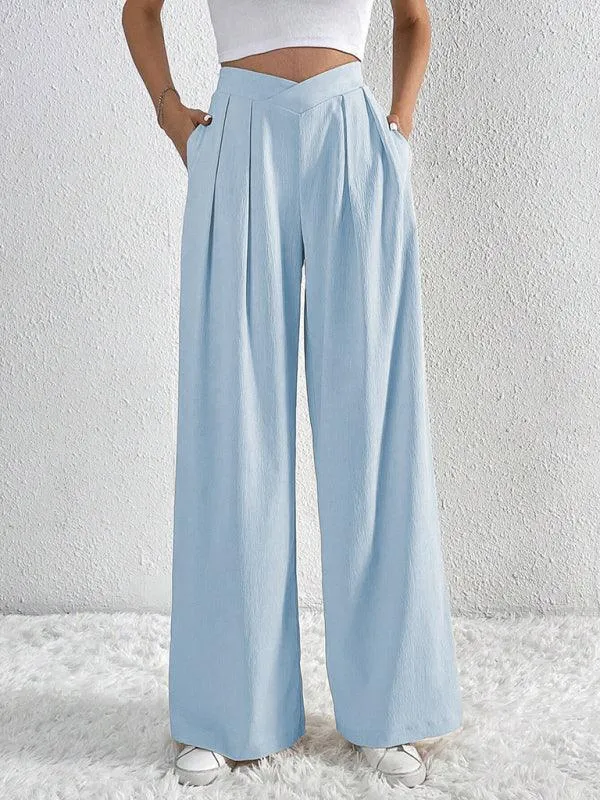 Commuter Style Pleated Wide Leg Pants