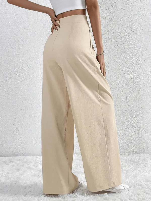 Commuter Style Pleated Wide Leg Pants