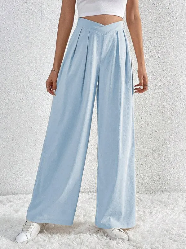 Commuter Style Pleated Wide Leg Pants