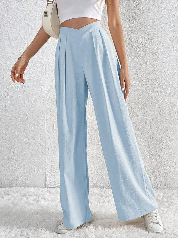 Commuter Style Pleated Wide Leg Pants