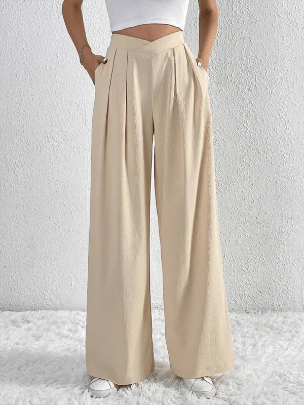 Commuter Style Pleated Wide Leg Pants
