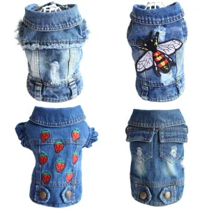Designer Dog Clothes Small Dog Denim Jacket Coat
