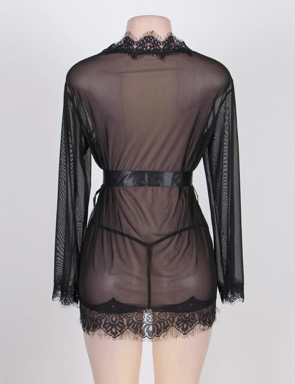 Divine Comfort Black Sheer Lace Robe