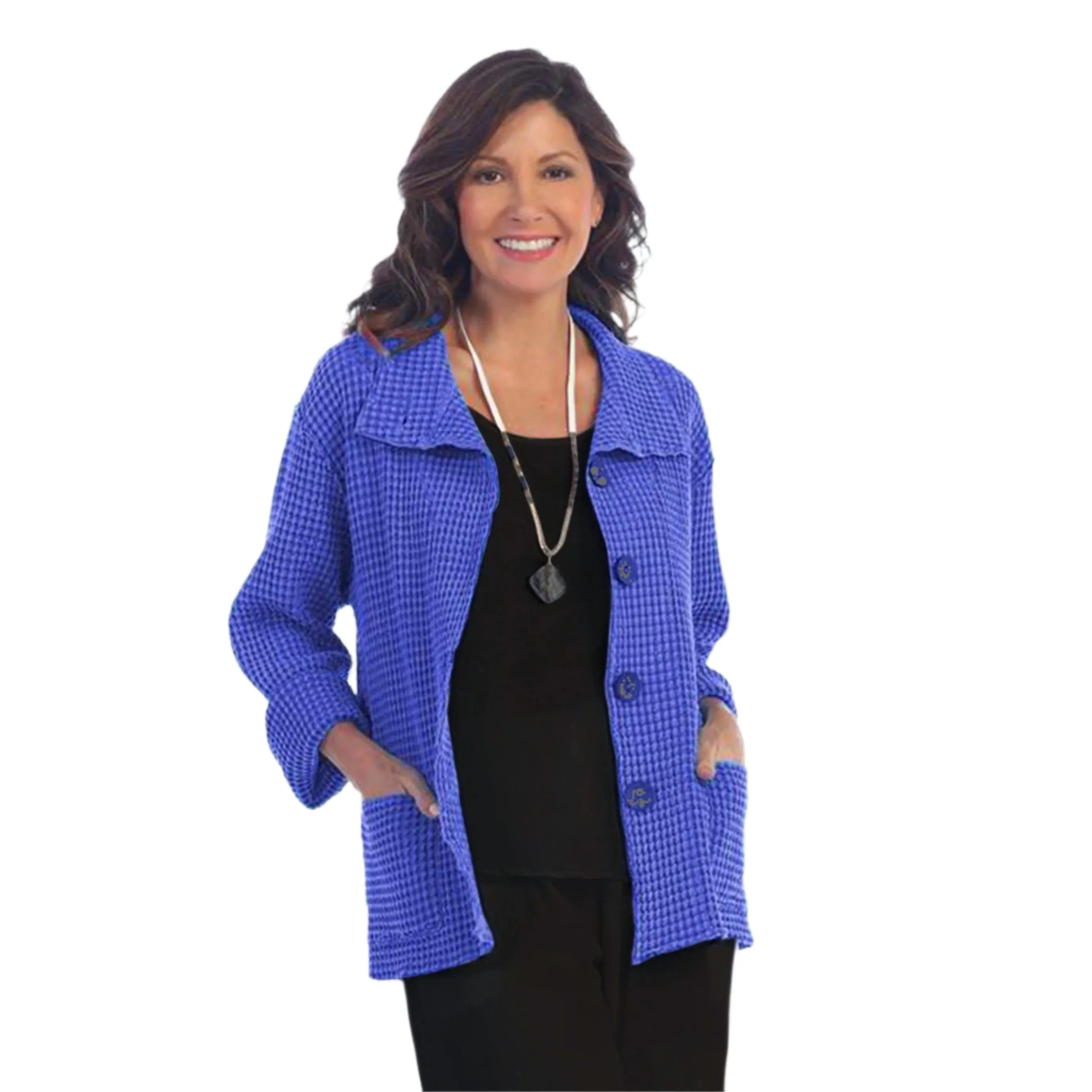 Focus Fashion Waffle Jacket in Violet - C602-VIO - Size L Only!