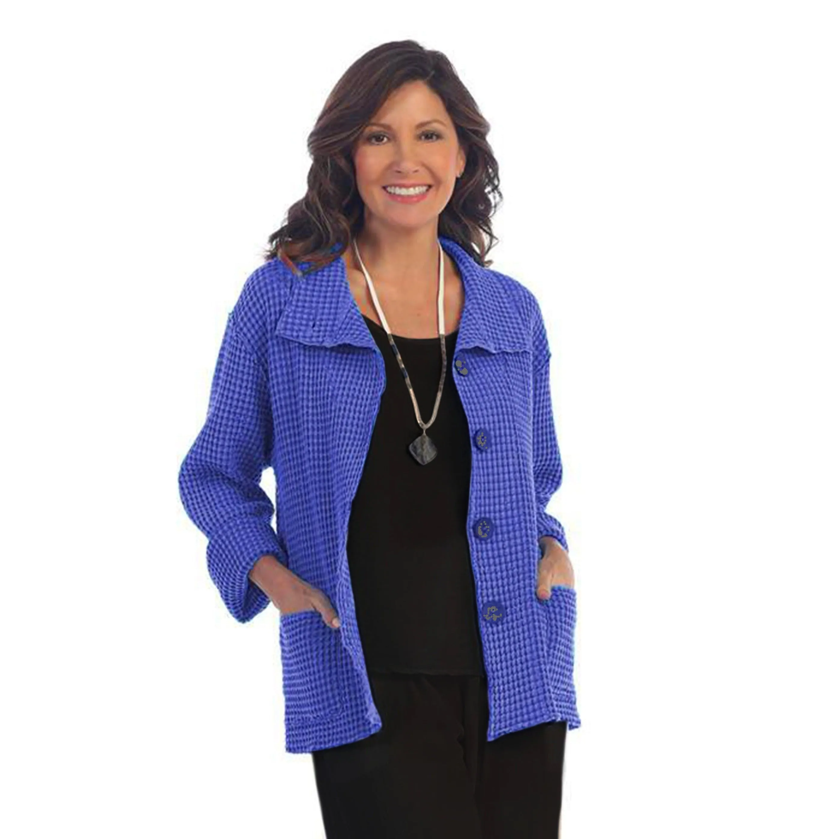 Focus Fashion Waffle Jacket in Violet - C602-VIO - Size L Only!