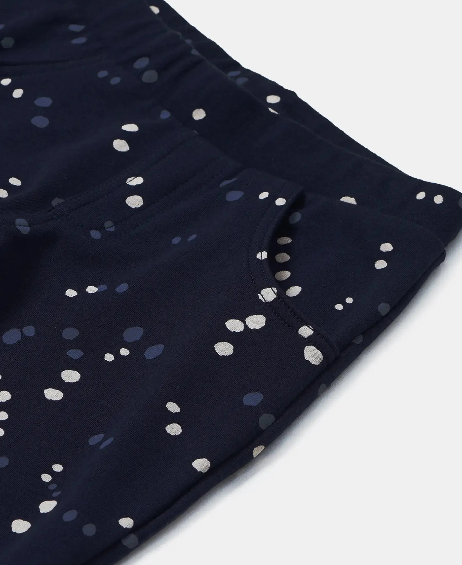 Girl's Super Combed Cotton Elastane Stretch French Terry Printed Jeggings - Navy Blazer Printed