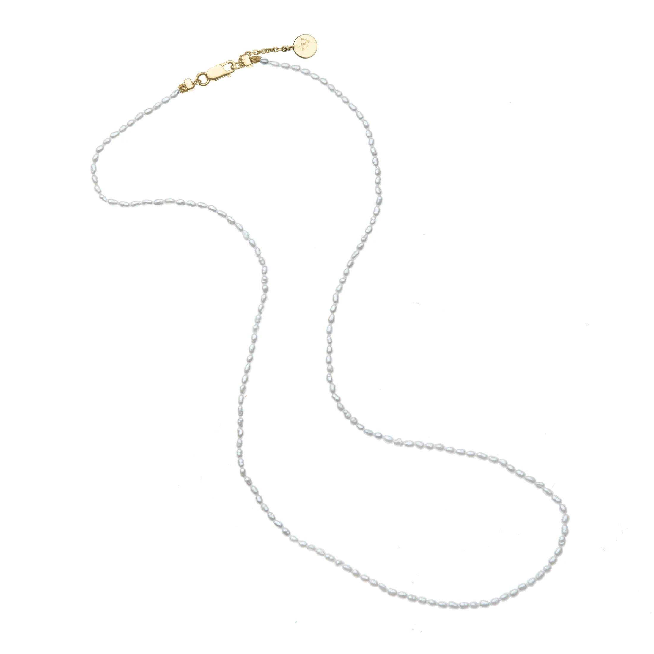 JW x House of Harris Rice Pearl Necklace in 10k Gold