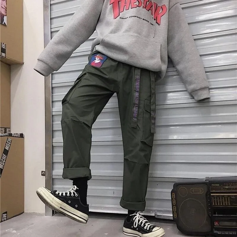 Korean Pants Pink Cargo
