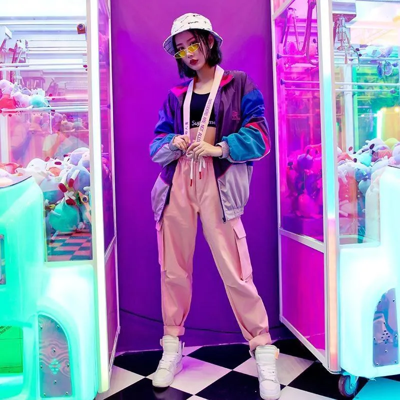 Korean Pants Pink Cargo