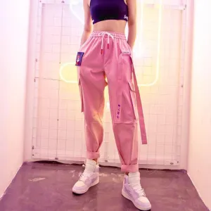 Korean Pants Pink Cargo