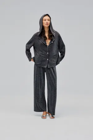 Kylie Lurex Hooded Set in Black