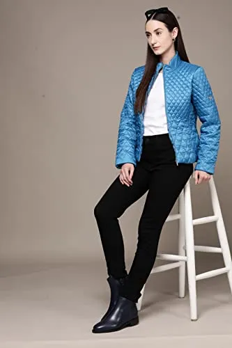 Label RITU KUMAR Blue Solid Puffer Jacket