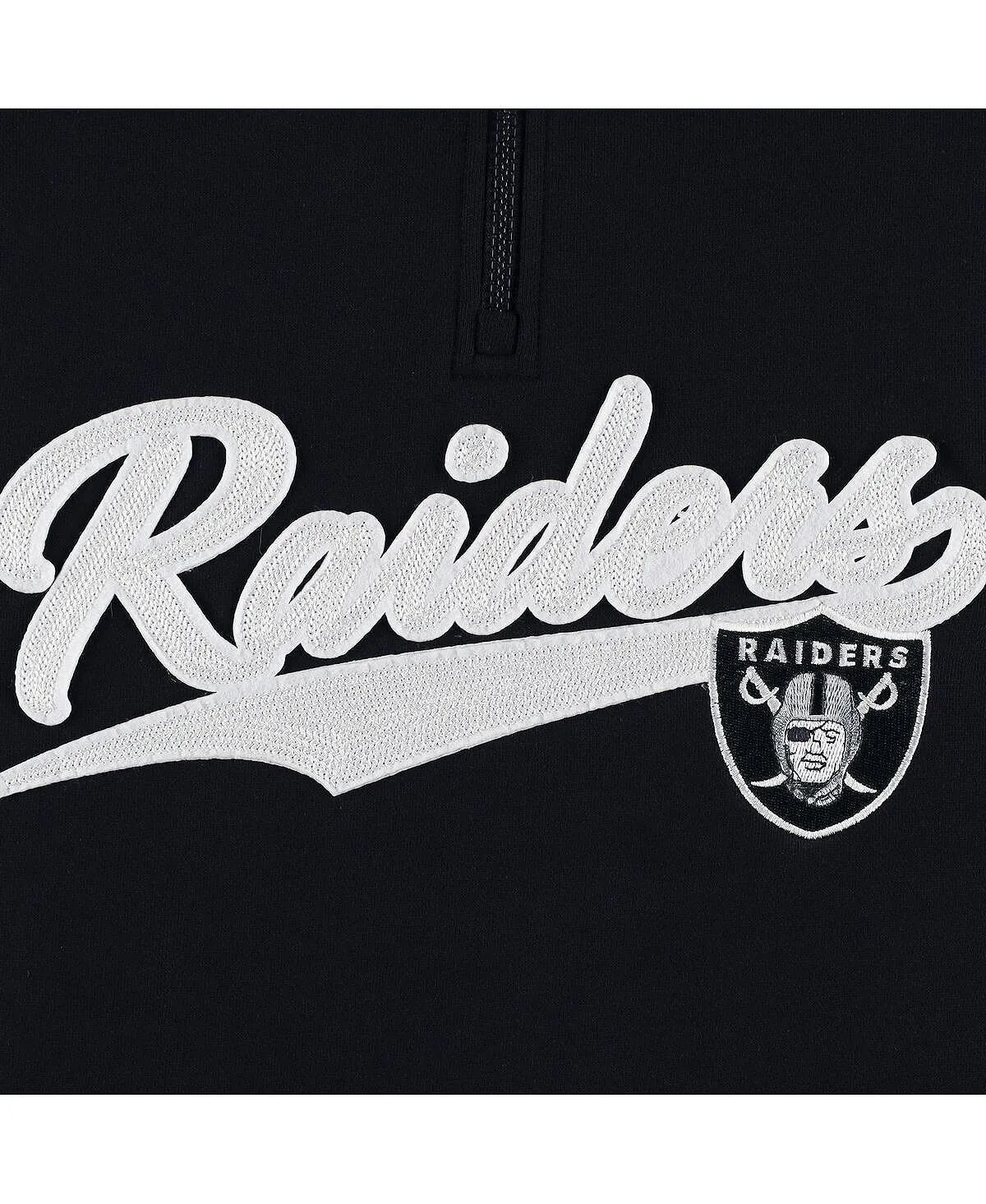 Las Vegas Raiders Aiden Tommy Hilfiger Men's Black Silver Quarter Zip T-Shirt