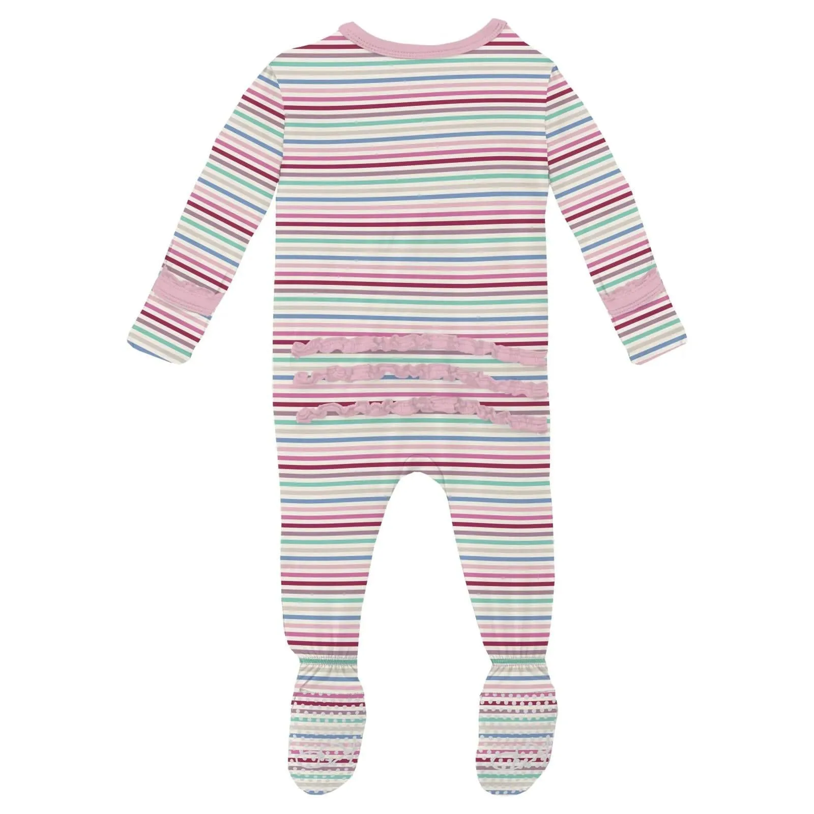 Make Believe Stripe Ruffle Footie Zipper