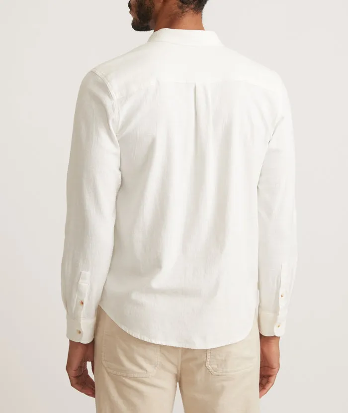Marine Layer Classic Stretch Selvage Long Sleeve Shirt in Natural