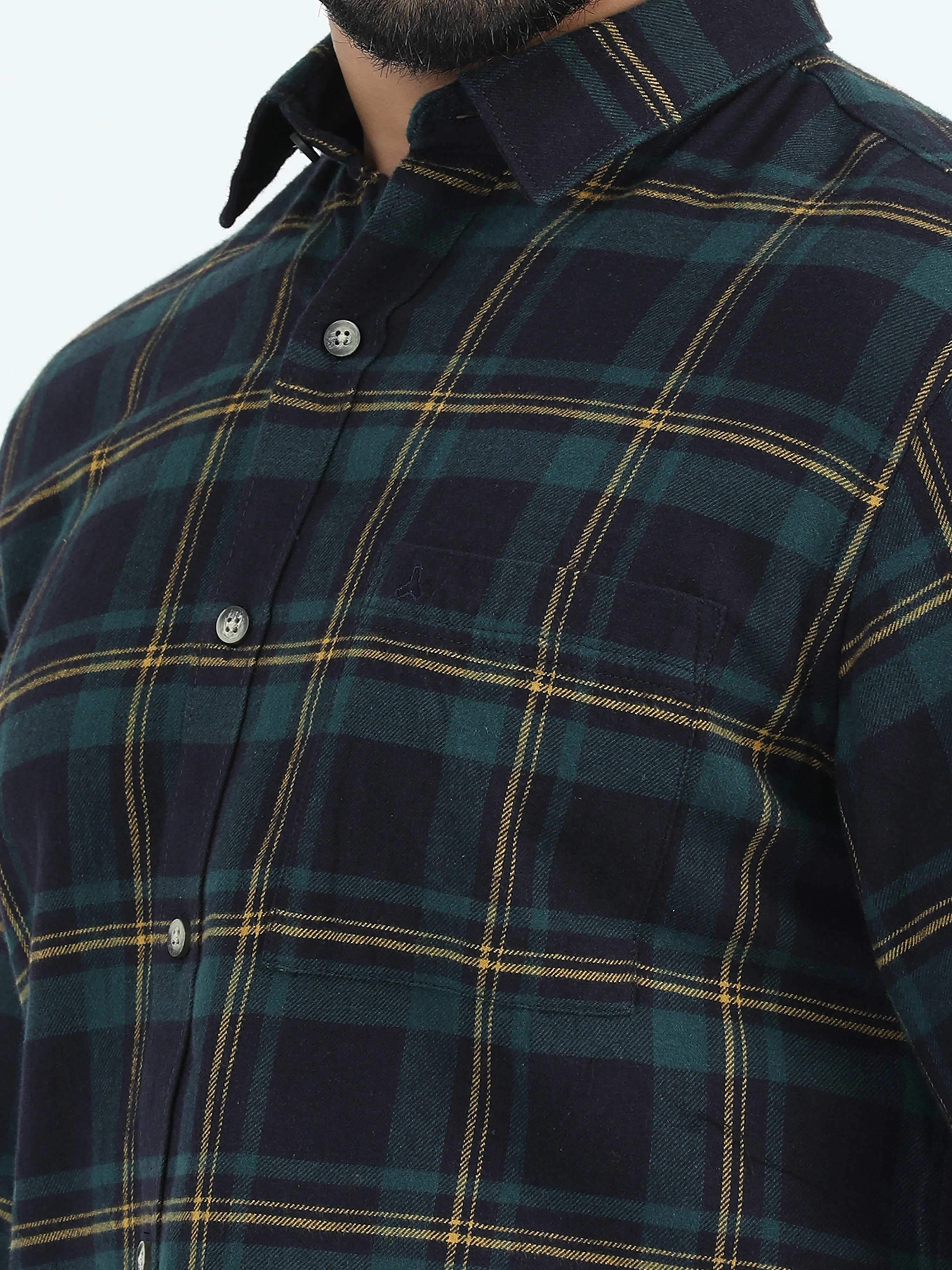 MEN'S BLACK  CHECKS SLIM FIT SHIRT