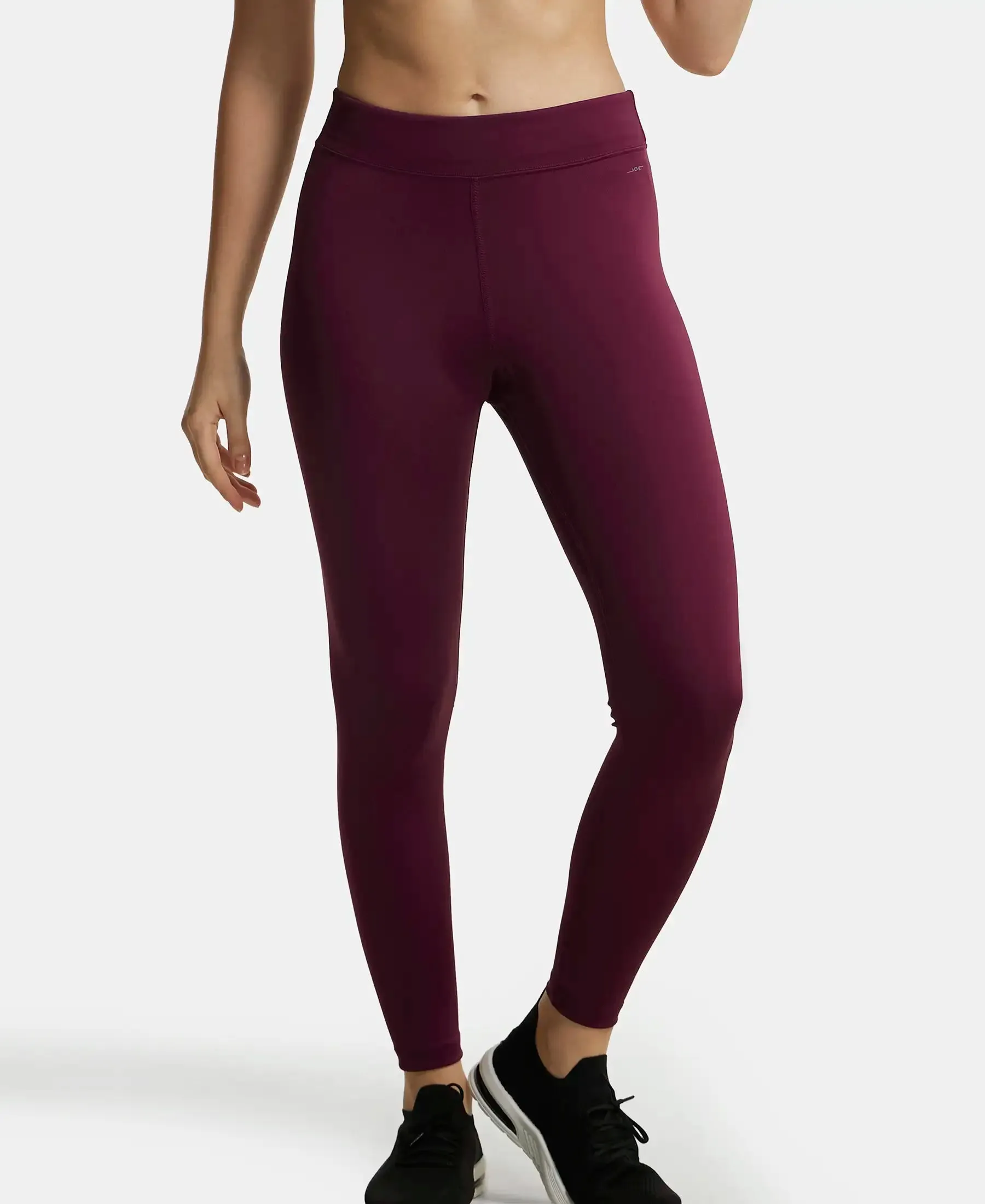 Microfiber Elastane Stretch Performance Leggings with Broad Waistband - Wine Tasting