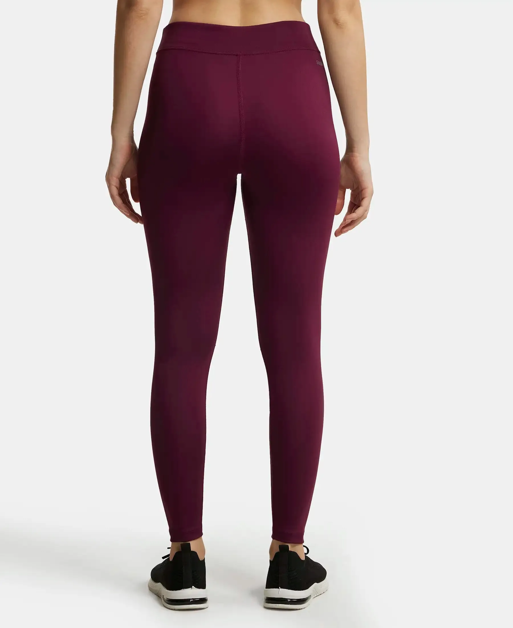 Microfiber Elastane Stretch Performance Leggings with Broad Waistband - Wine Tasting