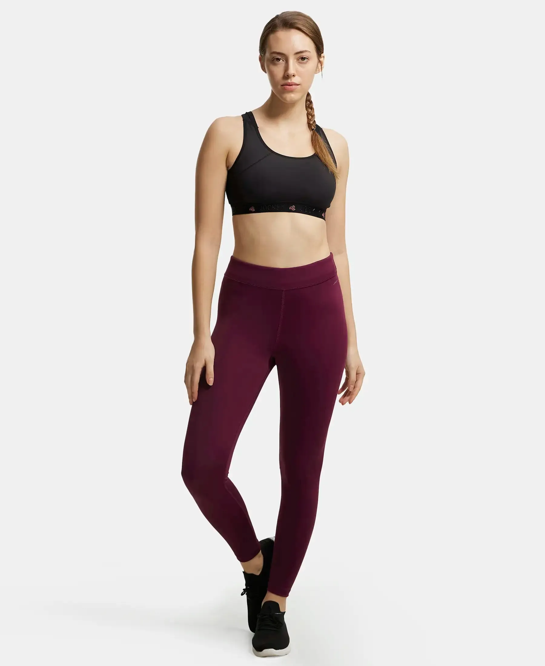 Microfiber Elastane Stretch Performance Leggings with Broad Waistband - Wine Tasting
