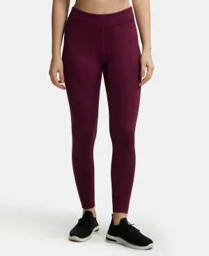 Microfiber Elastane Stretch Performance Leggings with Broad Waistband - Wine Tasting