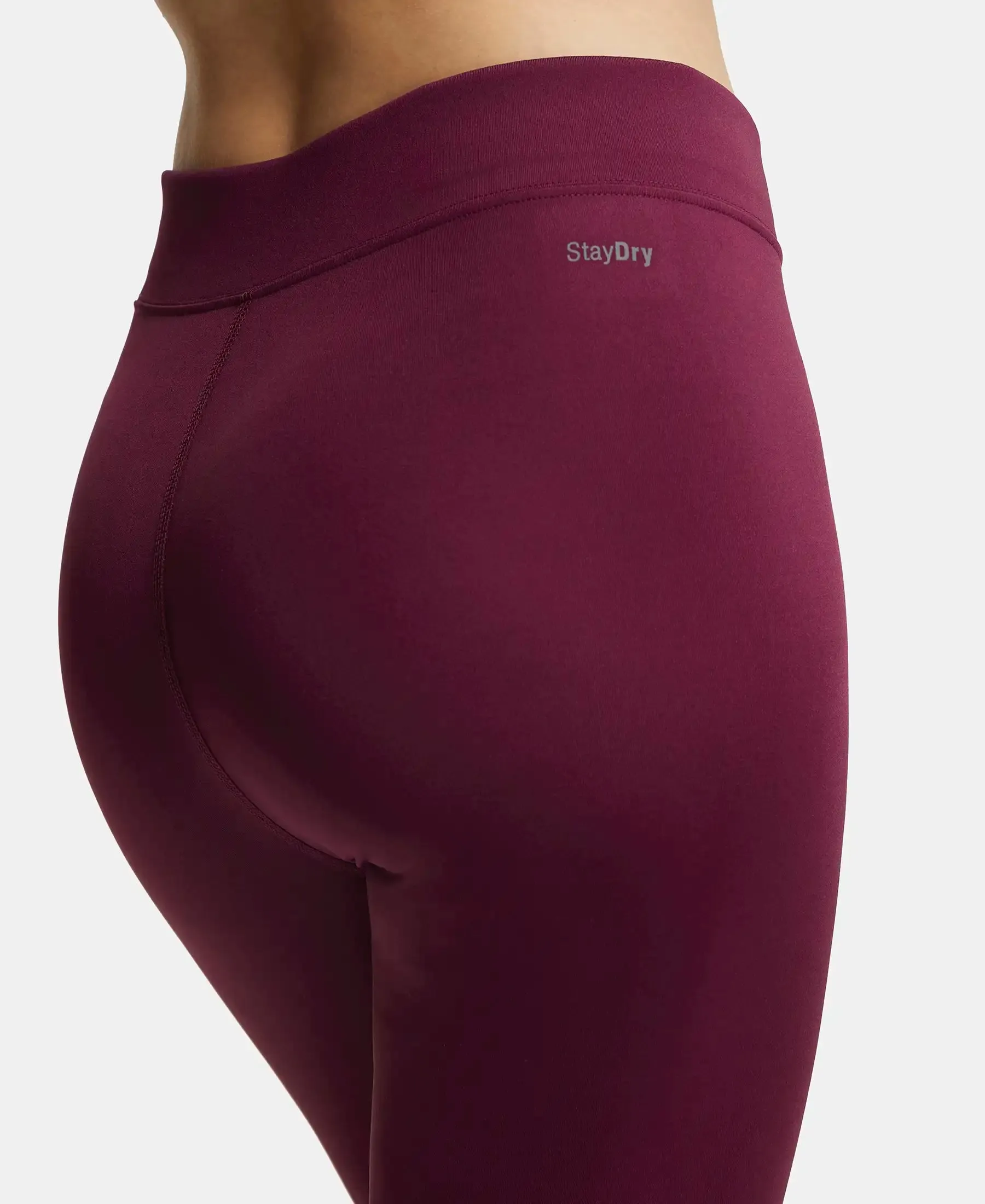Microfiber Elastane Stretch Performance Leggings with Broad Waistband - Wine Tasting