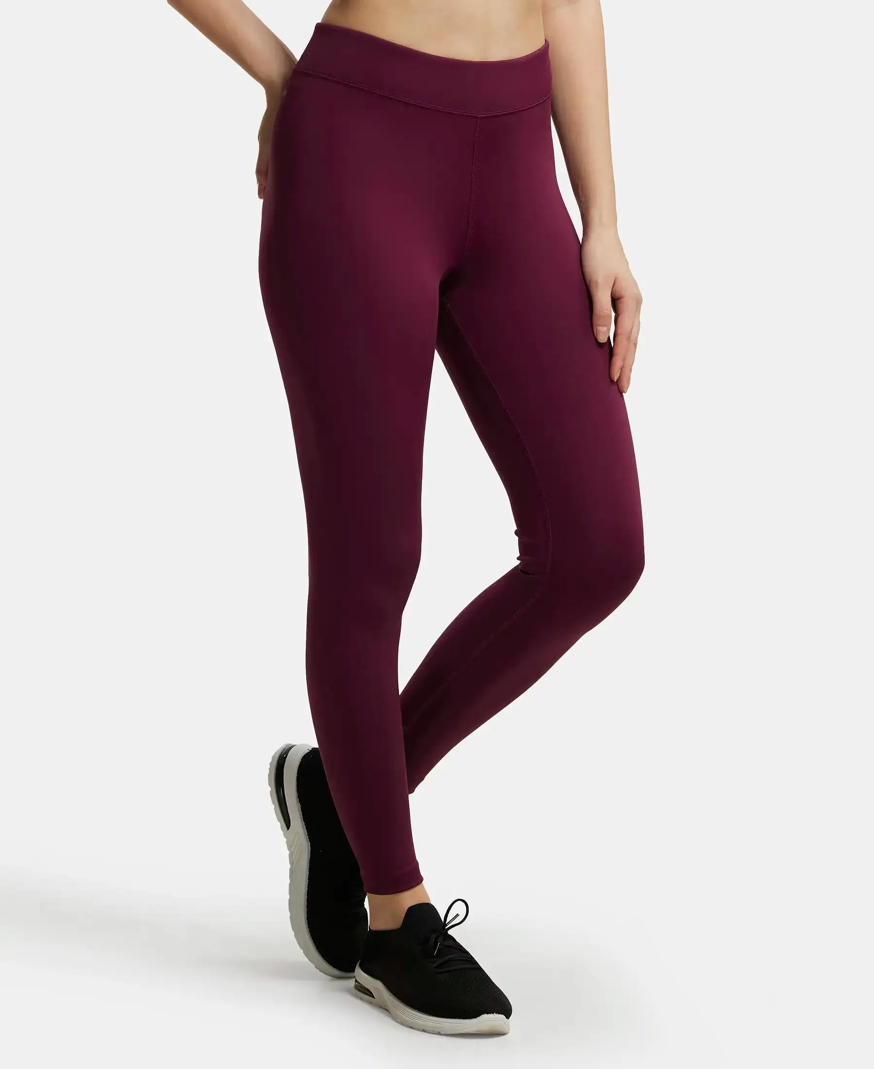 Microfiber Elastane Stretch Performance Leggings with Broad Waistband - Wine Tasting