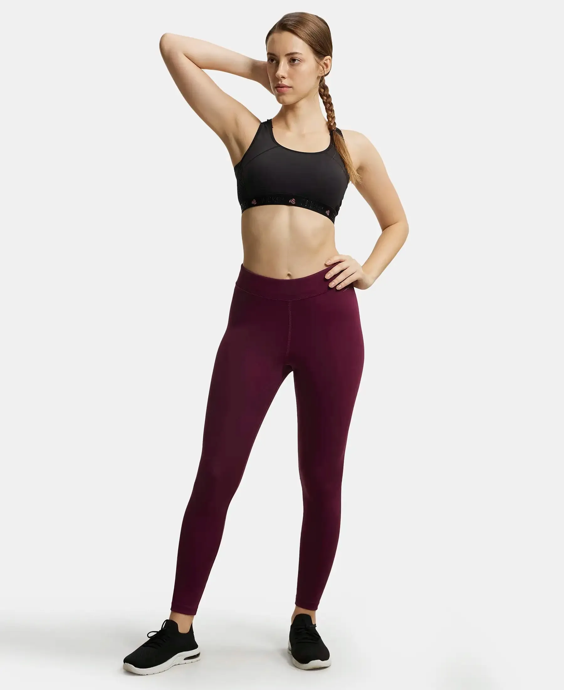 Microfiber Elastane Stretch Performance Leggings with Broad Waistband - Wine Tasting