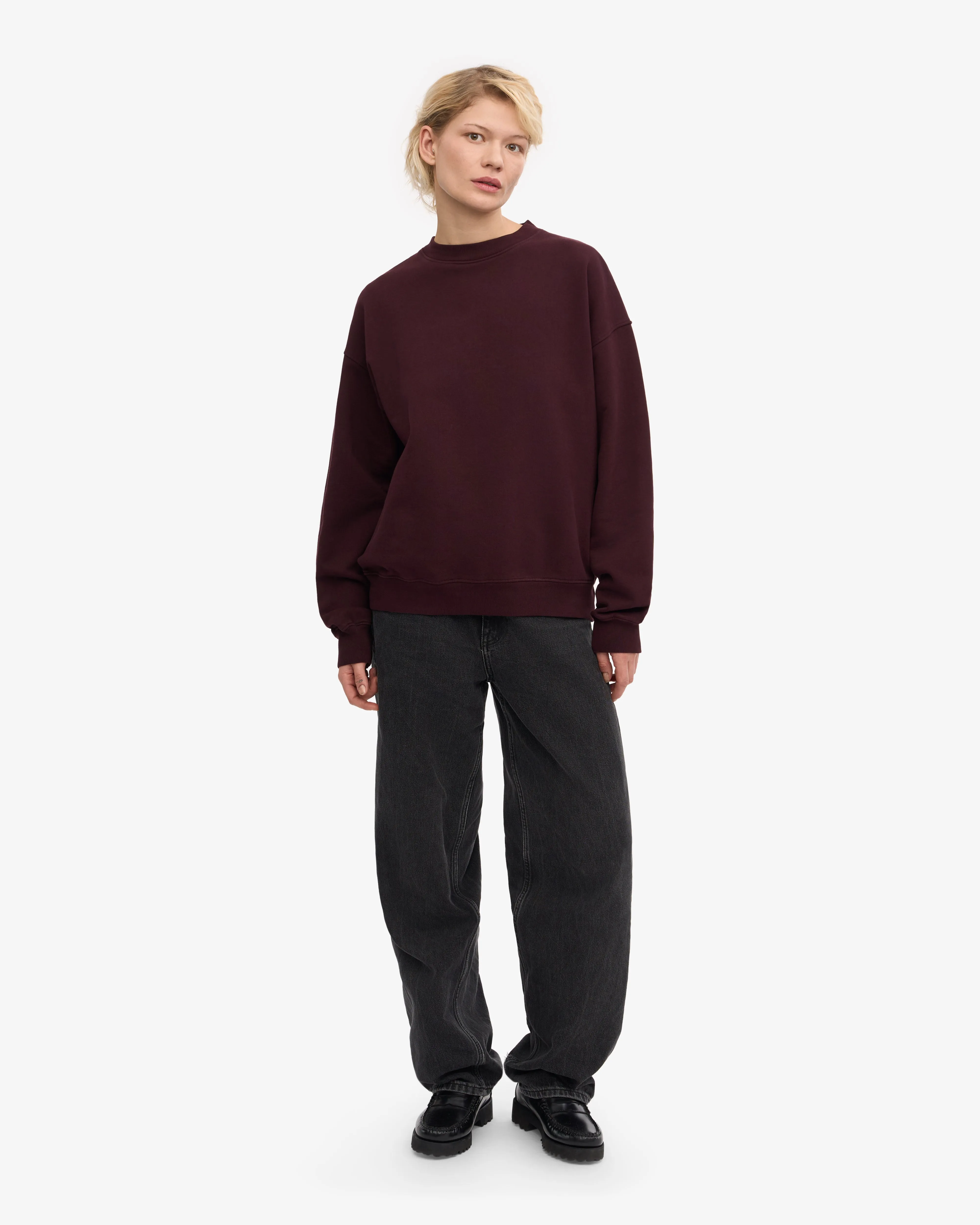 Organic Oversized Crew - Oxblood Red