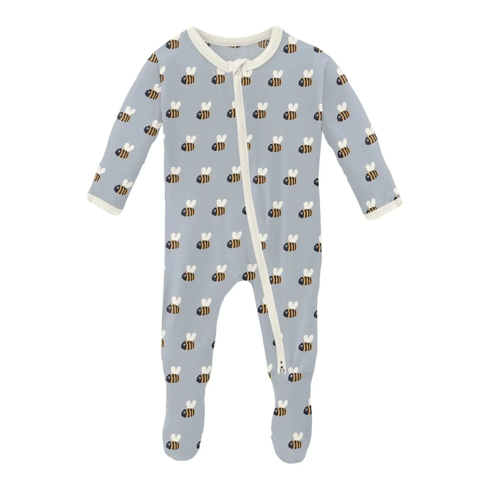 Pearl Blue Baby Bumblebee Footie Zipper