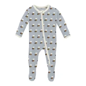 Pearl Blue Baby Bumblebee Footie Zipper