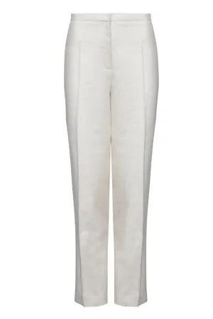 Raw Silk Trousers in Latte - Pandora