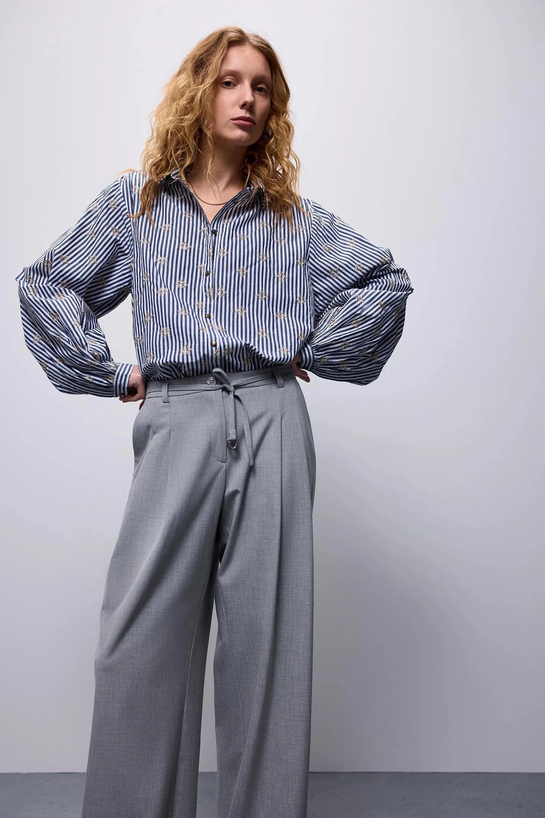 Scattered Embrostripe Blouse with in Mist