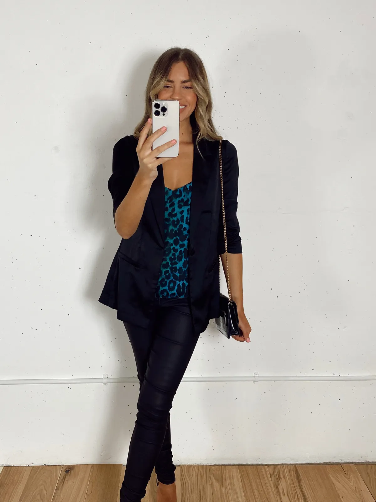 Simone Black Satin Relaxed Blazer