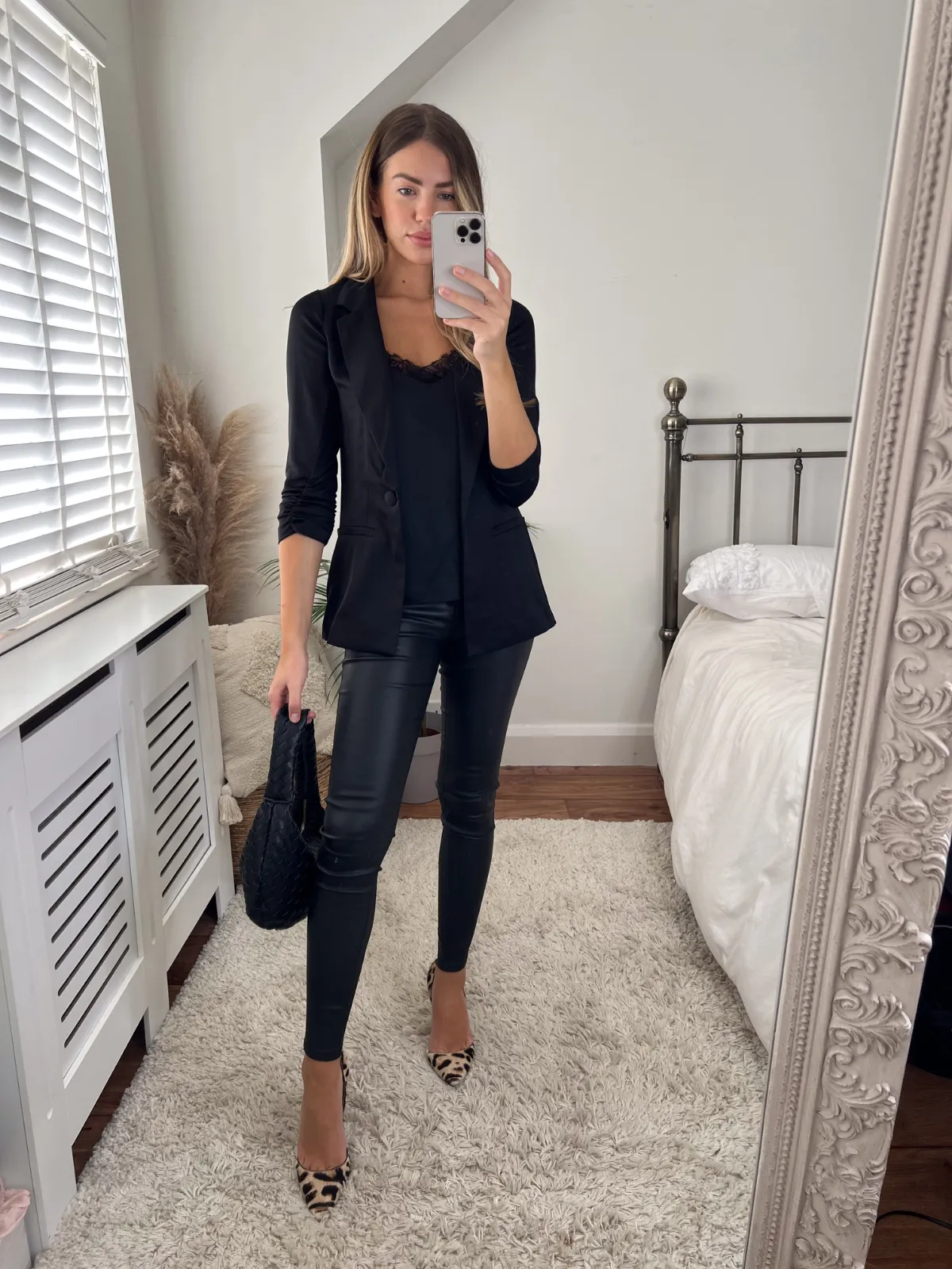 Simone Black Satin Relaxed Blazer