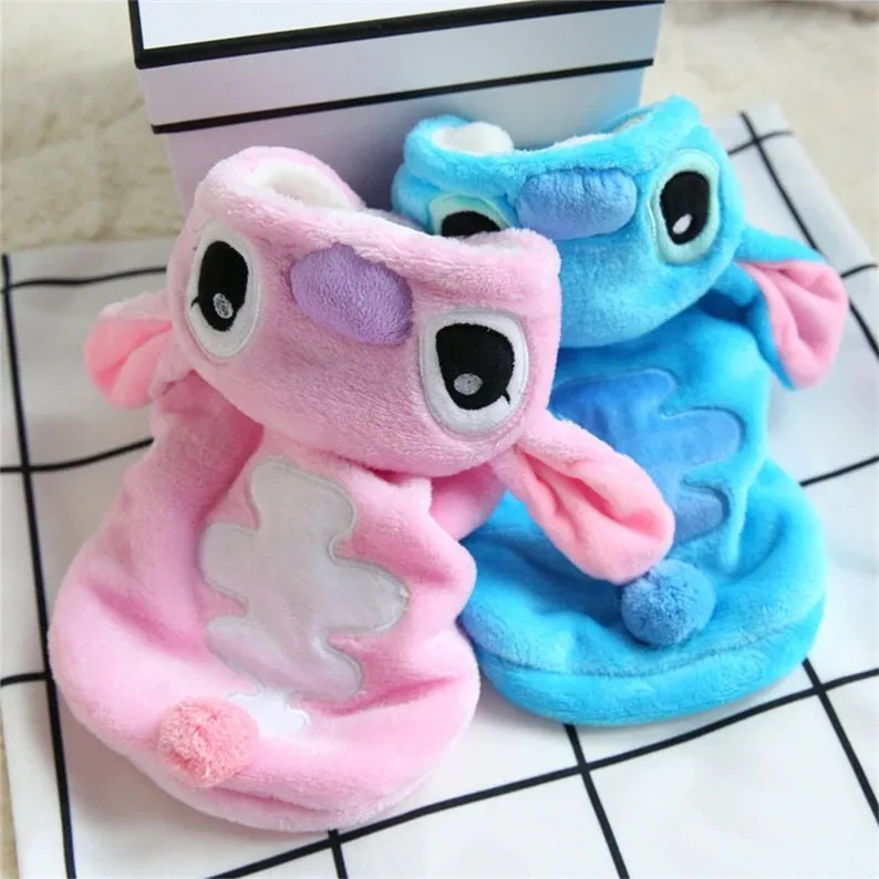 Stitch Angel Dog Costume Fleece Lined Hoodie