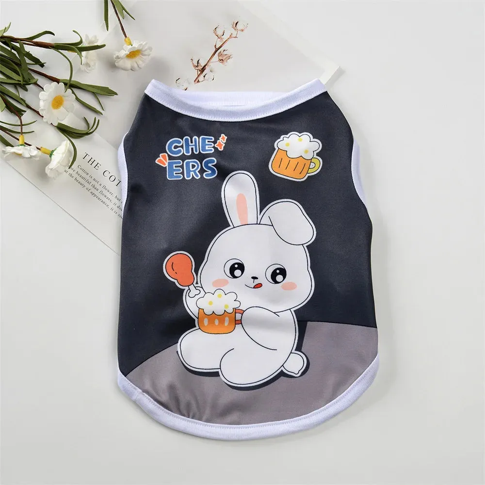Summer Cat Puppy Clothes | Cartoon Print Pet Sleeveless Vest | Small Dog and Kitten Sphynx Clothing | Roupa para Gato